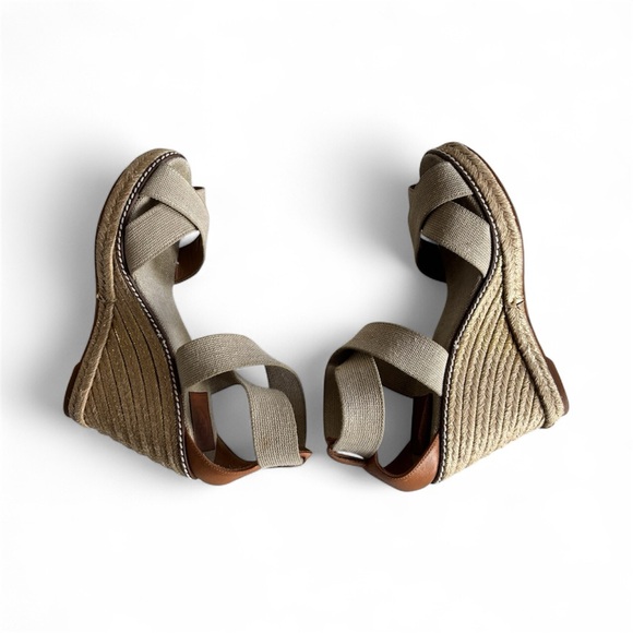 TORY BURCH Adonis Wedge Espadrille Platform Sandal Khaki/Gold - Picture 5 of 10